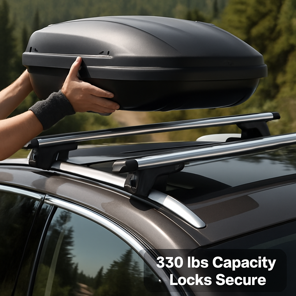 2Pcs Car Roof Top Crossbar Rack Aluminum Alloy Luggage Carrier Rack 330lbs Max Load w/Lock Fit Most Cars SUVs