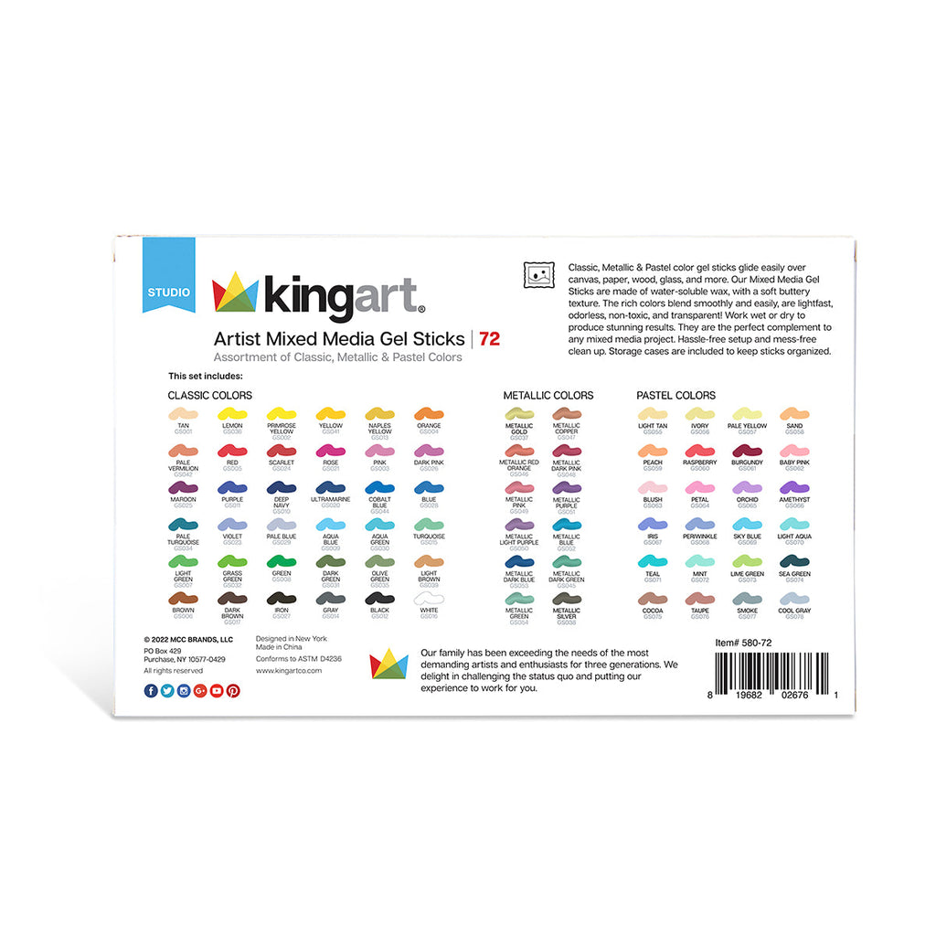 Mixed Media Gel Stick Crayons - 72 Colors