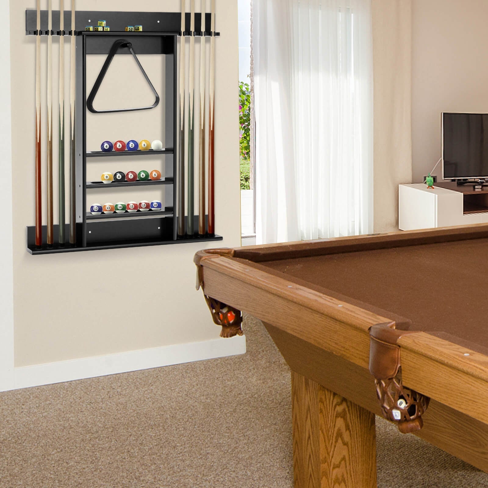 Wall-mounted Billiards Pool Cue Rack Only