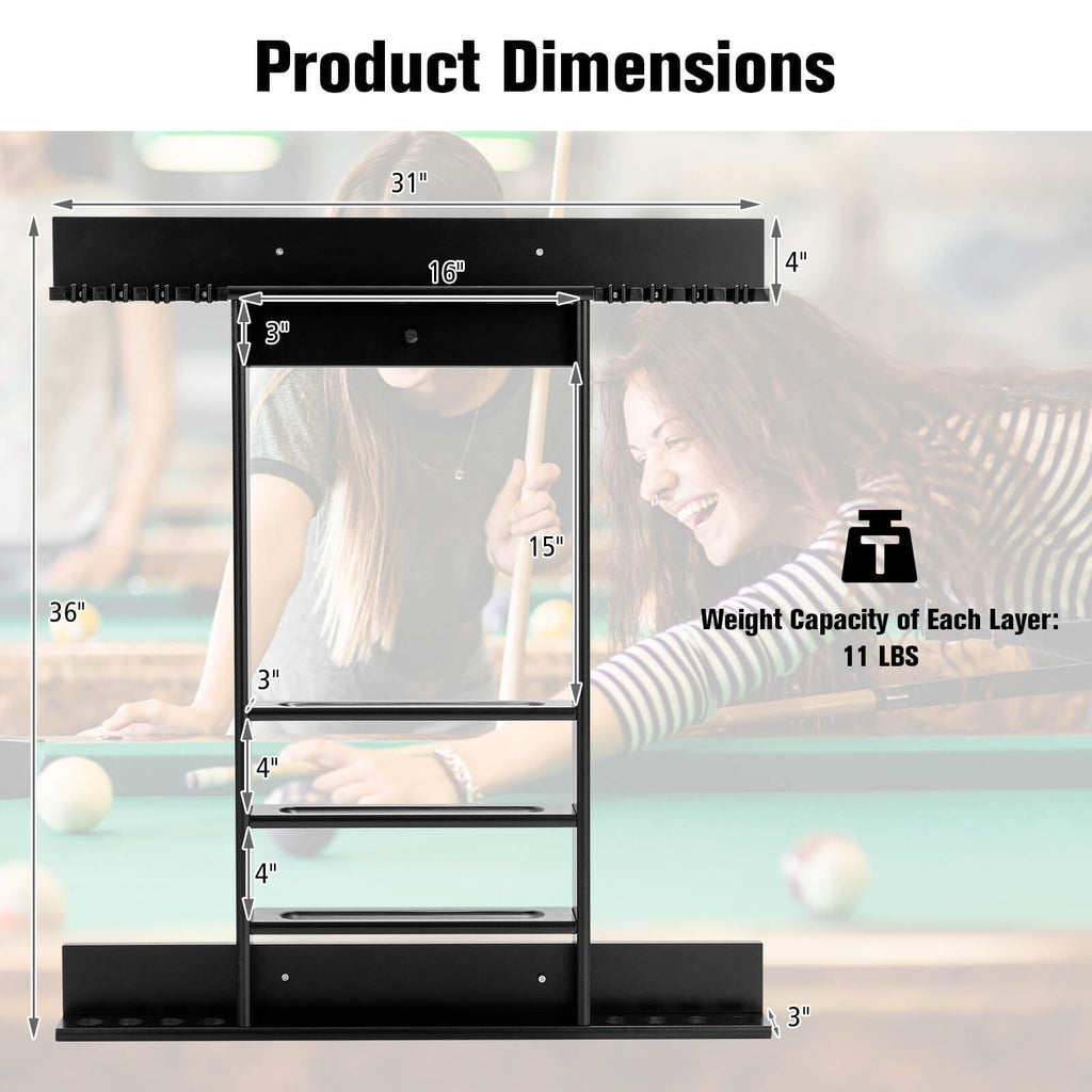 Wall-mounted Billiards Pool Cue Rack Only