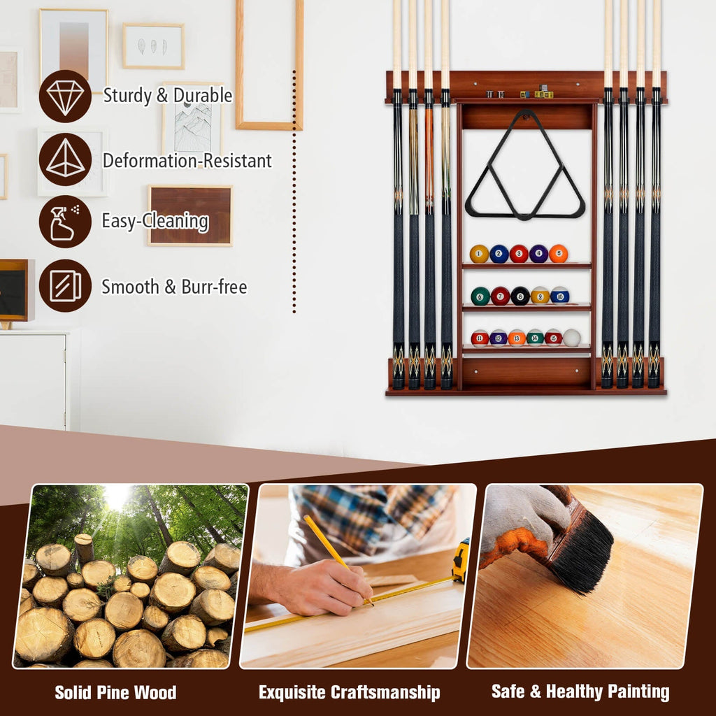 Wall-mounted Billiards Pool Cue Rack Only