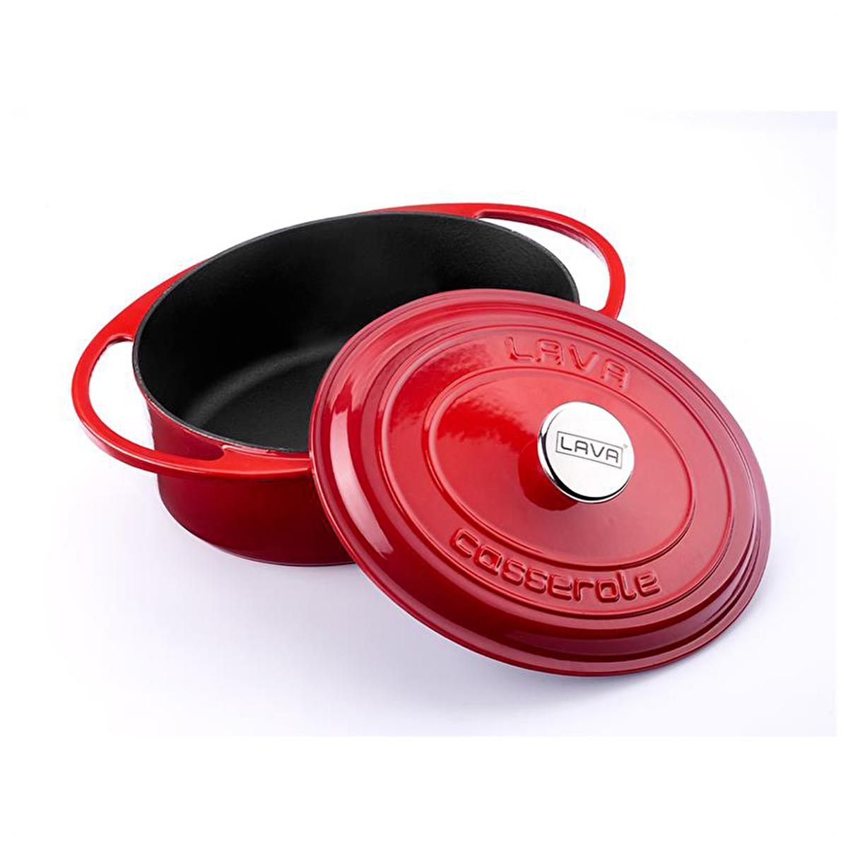Lava Cast Iron Cookware - Durable Enamel Coated Oval Pot, 8.66 x 11.02 inches - Ideal for Home Cooks