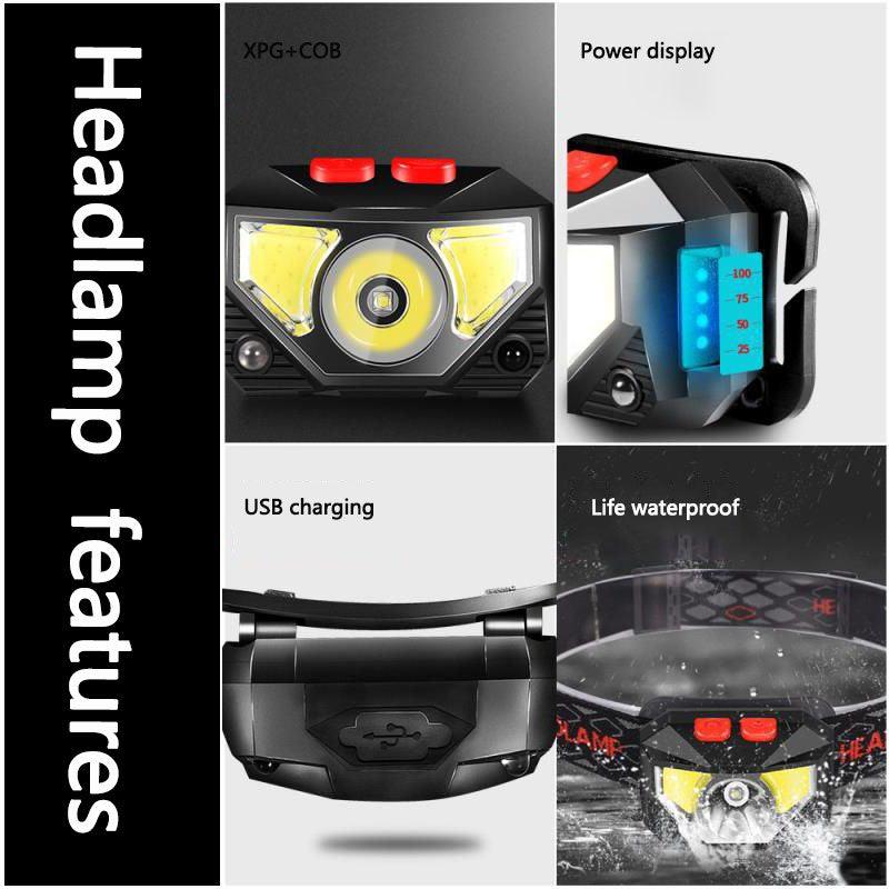Rechargeable LED Powerfull Headlamp Flashlight USB Waterproof Headlamp