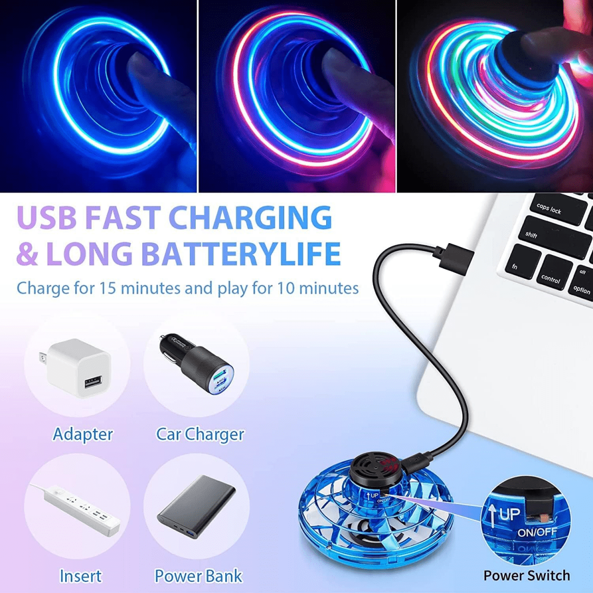 UFO Flying Spinner Mini Drone Toy For Kids and Teens Birthday Gift