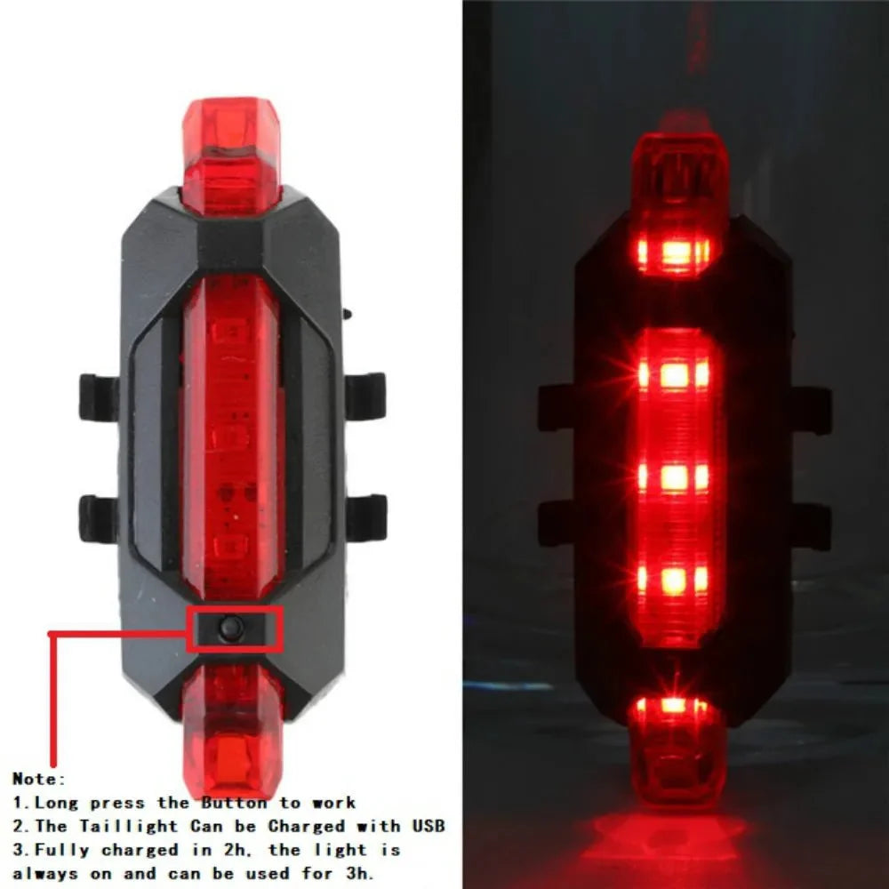 USB Rechargeable Bicycle LED Light Set | Front and Rear Bike Lights for Night Safety