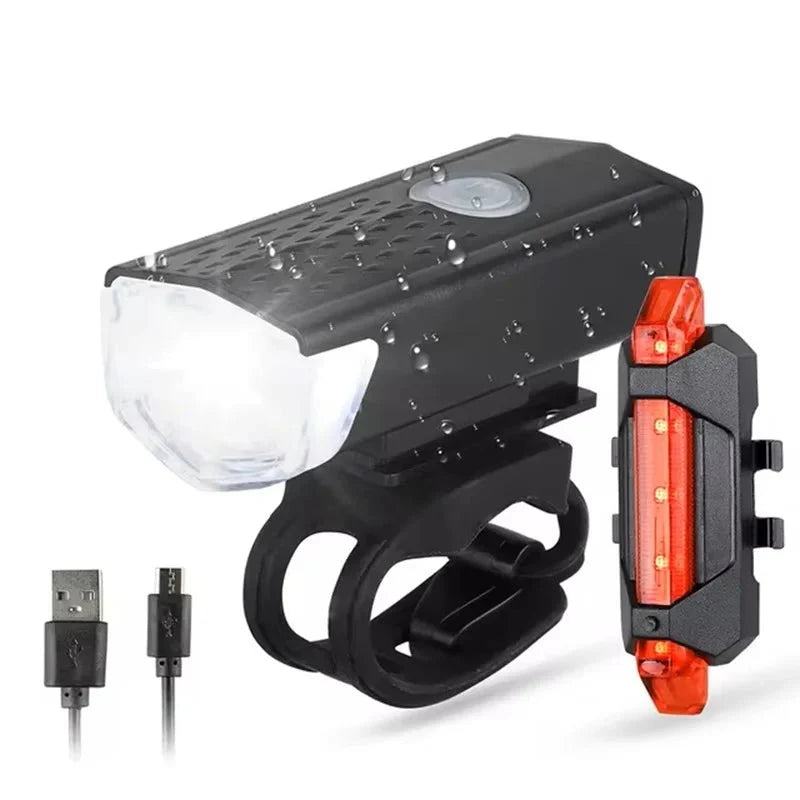 USB Rechargeable Bicycle LED Light Set | Front and Rear Bike Lights for Night Safety