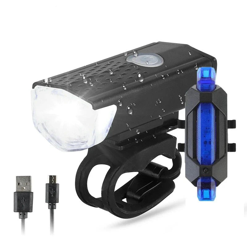 USB Rechargeable Bicycle LED Light Set | Front and Rear Bike Lights for Night Safety