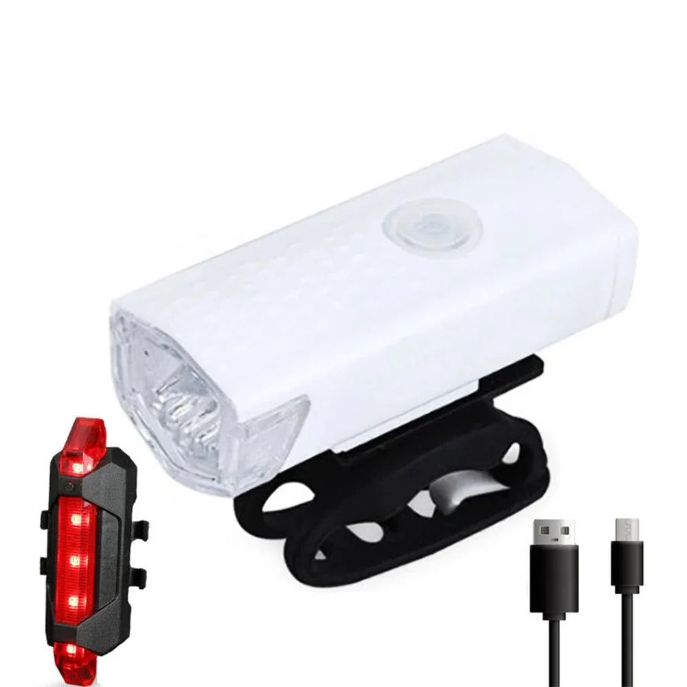 USB Rechargeable Bicycle LED Light Set | Front and Rear Bike Lights for Night Safety