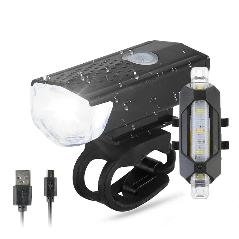 USB Rechargeable Bicycle LED Light Set | Front and Rear Bike Lights for Night Safety